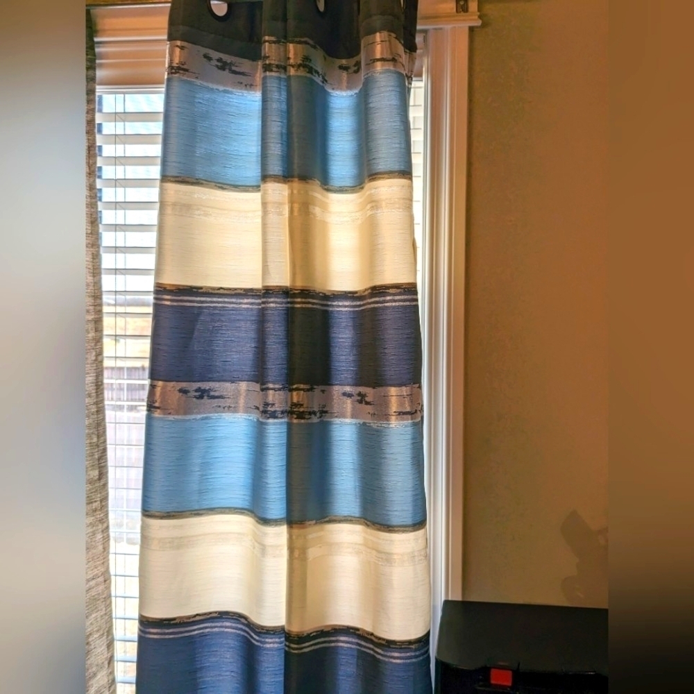 Blue Ocean Coloured Curtains 3 Bouclair grommet panels, Curtains L, Drapes